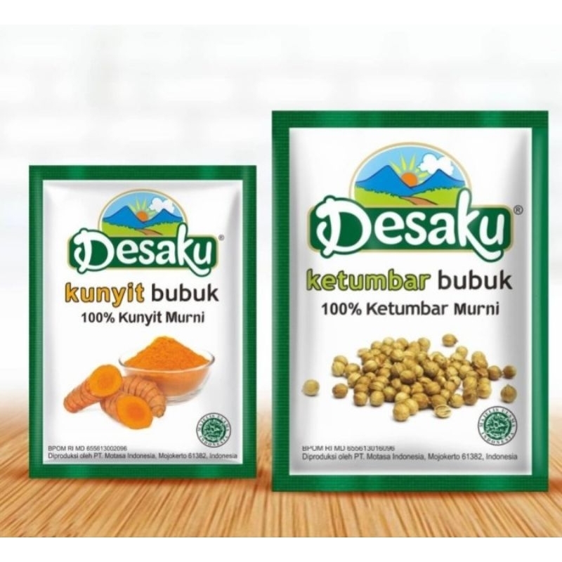 

Desaku Ketumbar Bubuk 12.5 Gram & Kunyit Bubuk 7.5 Gram Sachet 1 Renceng 12 Pcs