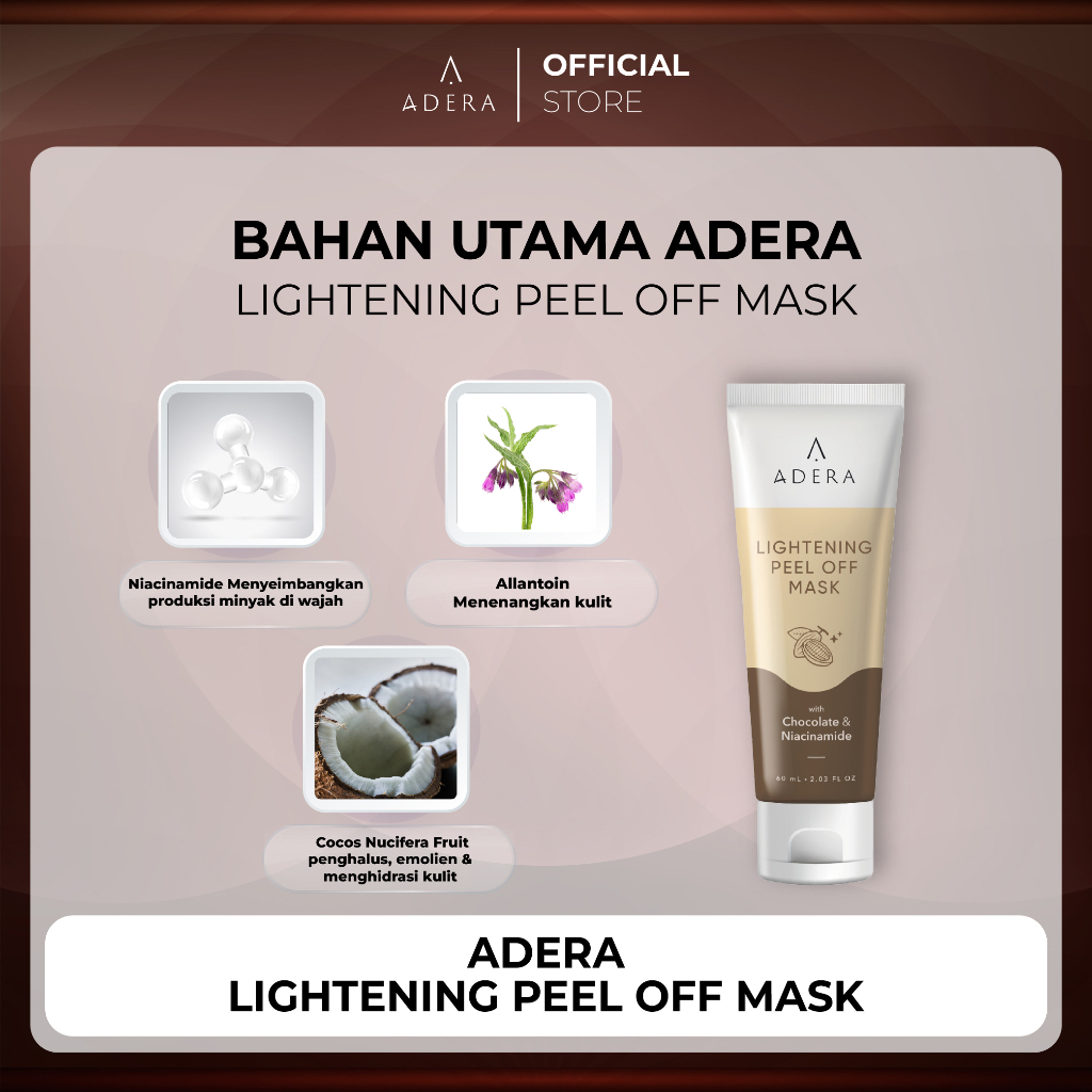 Paket ADERA Lightening Peel Off Mask Mencerahkan Kulit Tampak Lebih Halus dan Lembut Sudah BPOM 100% ORIGINAL