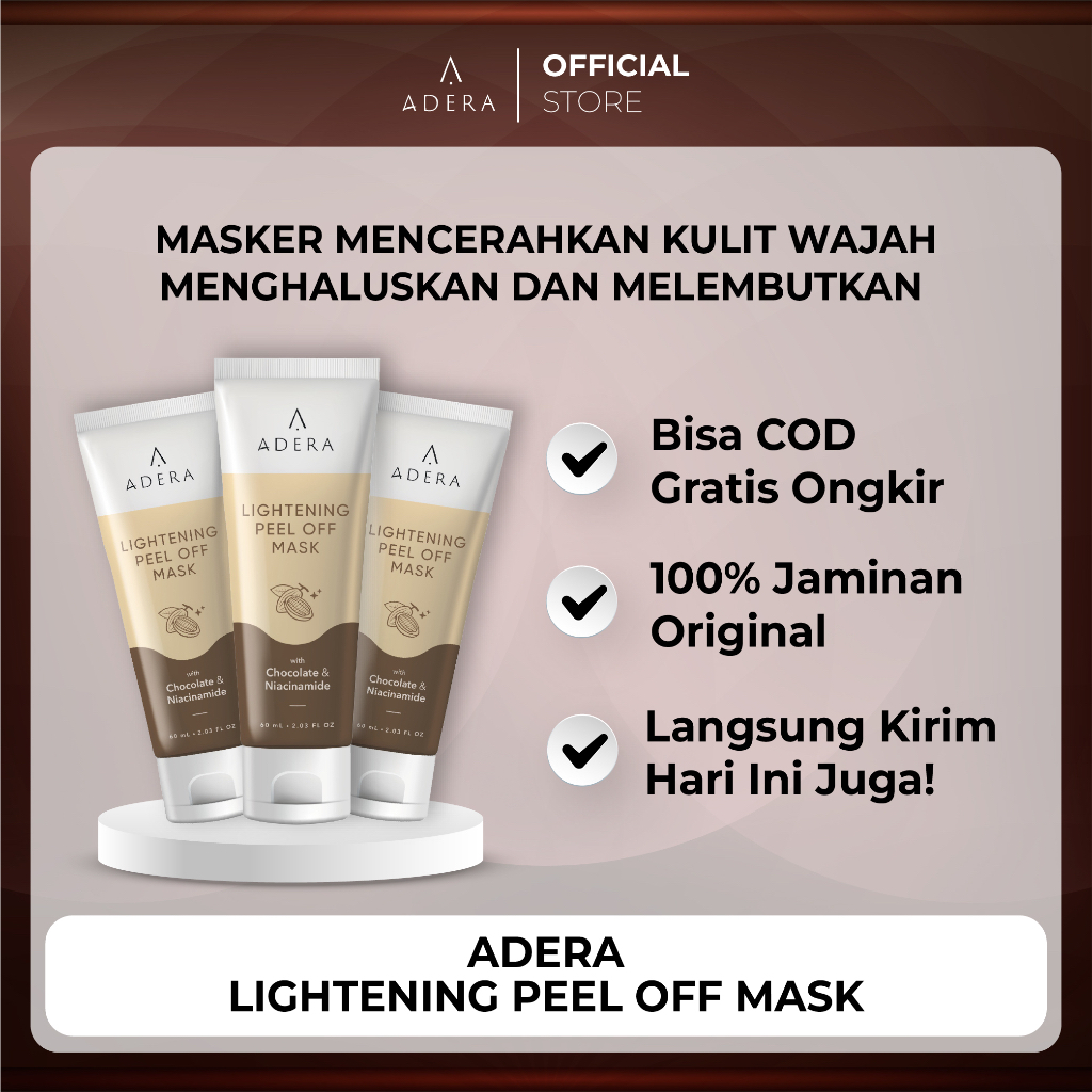 Paket ADERA Lightening Peel Off Mask Mencerahkan Kulit Tampak Lebih Halus dan Lembut Sudah BPOM 100% ORIGINAL