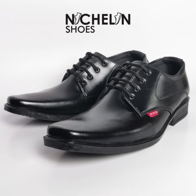 sepatu tali pria pantofel / sepatu kantor hitam - sepatu guru
