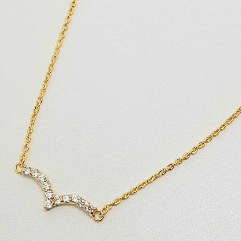 Kalung Rante Nori Anak Emas Muda V Mata Putih 2 Gram