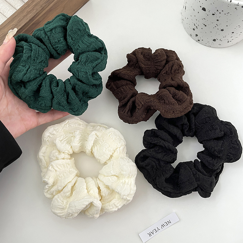 Scrunchies Series Ikat Rambut Kain Ponytail Warna Lucu Model Korea Aksesoris Rambut Wanita Sederhana Bulu-bulu atau Kain