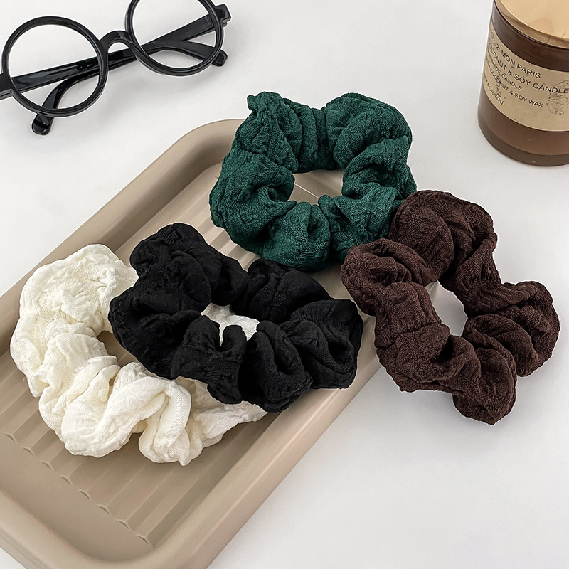 Scrunchies Series Ikat Rambut Kain Ponytail Warna Lucu Model Korea Aksesoris Rambut Wanita Sederhana Bulu-bulu atau Kain