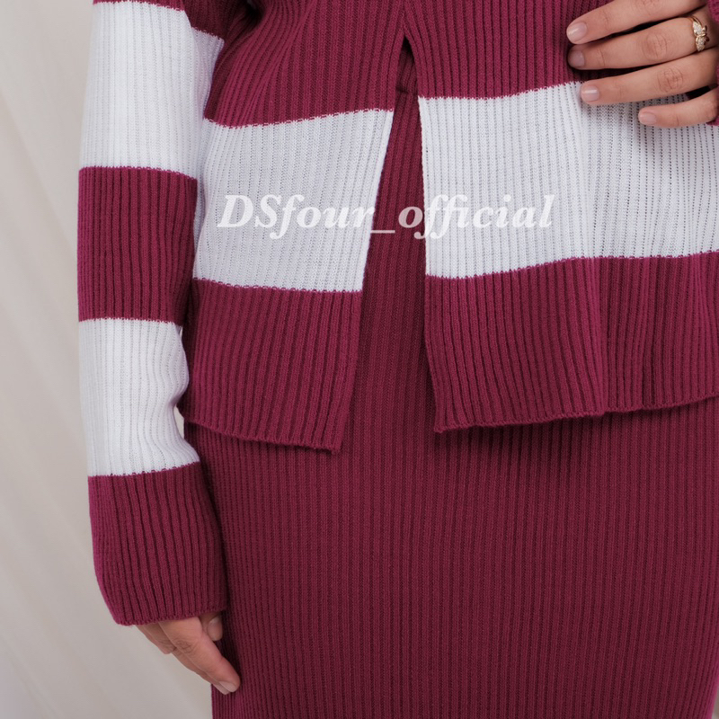 Yumna Stripe Blouse Rajut Premium [DSfourofficial]