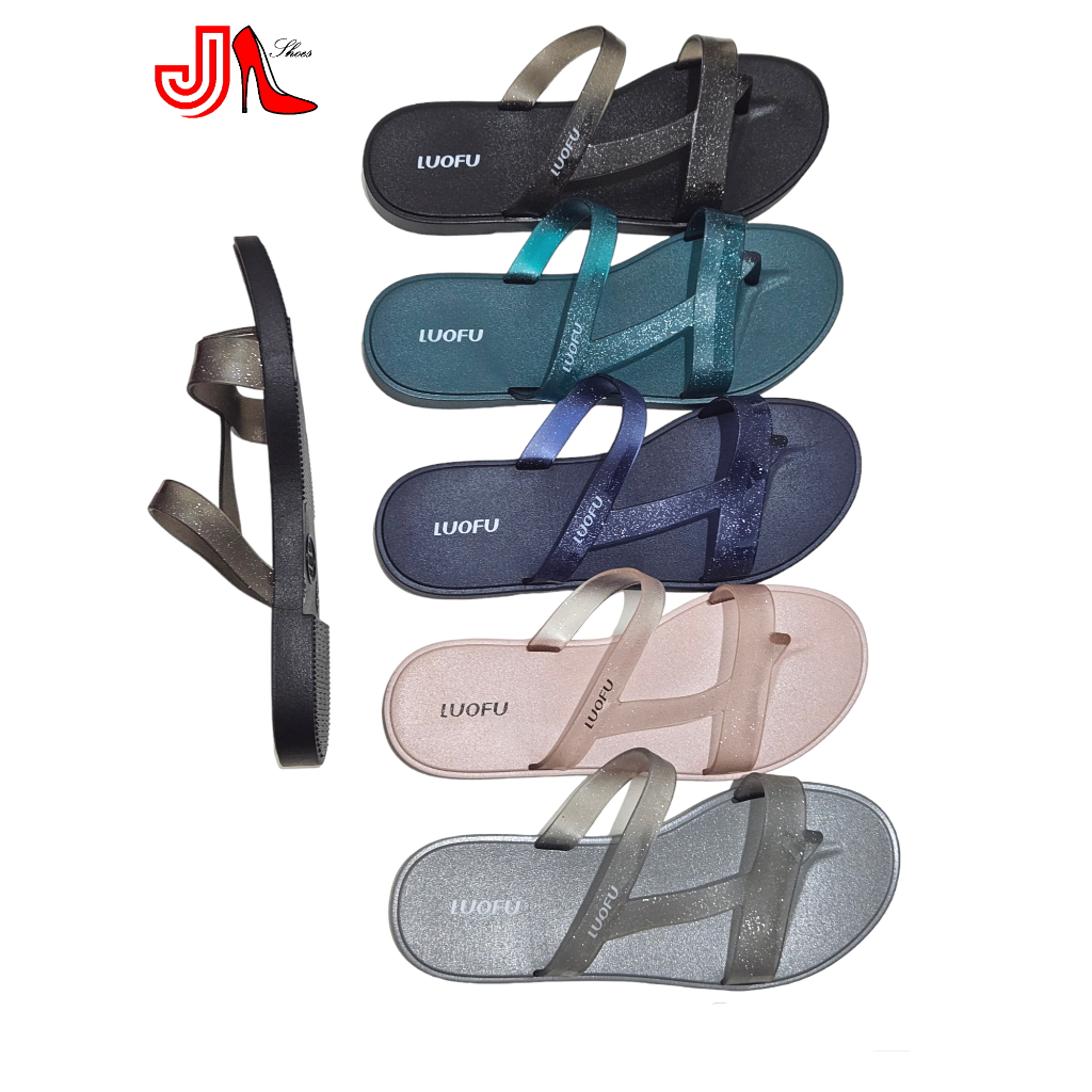 LUOFU F2322TFB-5WP Sandal Jepit Z Glitter Transparan Jelly Karet PVC Wanit