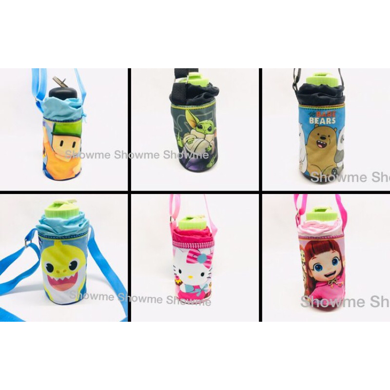 Showme tas botol minum anak sekolah karakter premium cetakan anti luntur MEMRMAID CUTE PINK