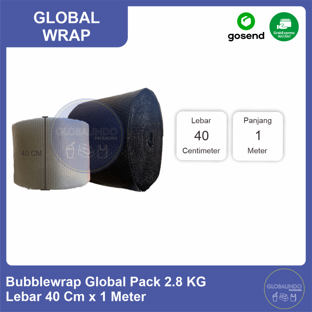 

Bubble Wrap Globalpack 40 Cm - Hitam & Bening (2.8kg)