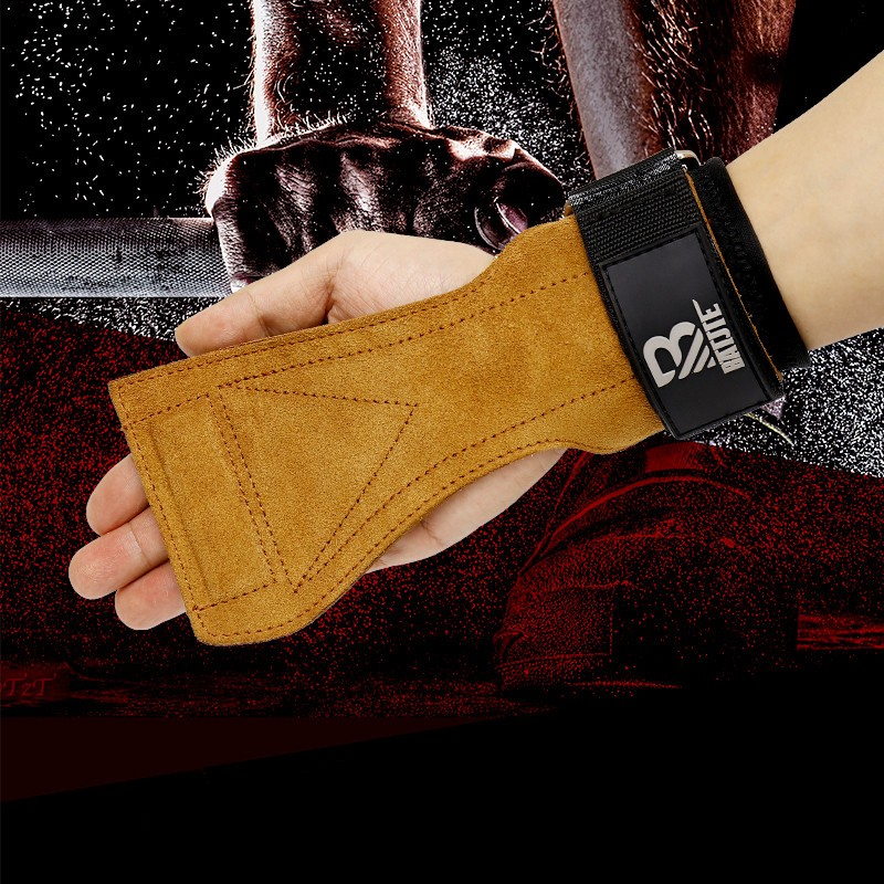 Leather Strap Wrist Wrap Support Weightlifting Angkat Beban Grip Gym