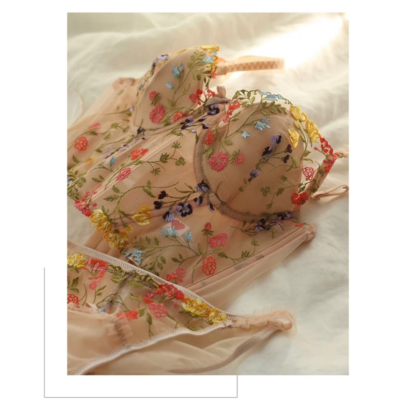 Premium BH Bustier Sexy Bra CD Lace Embroidered Bralette Bra Lingerie Set Lingerie Korset Push Up