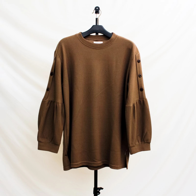 Waffle Blouse Lengan Balon DARK CHOCO | Blouse Wanita | Atasan Wanita