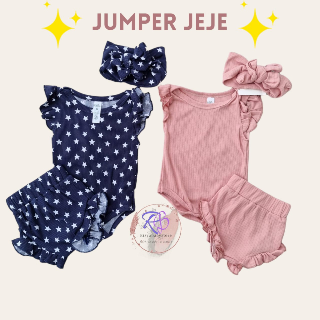 3-15 bulan Jumper bayi jeje Romper bayi baru lahir free headband set bayi newborn by little koda