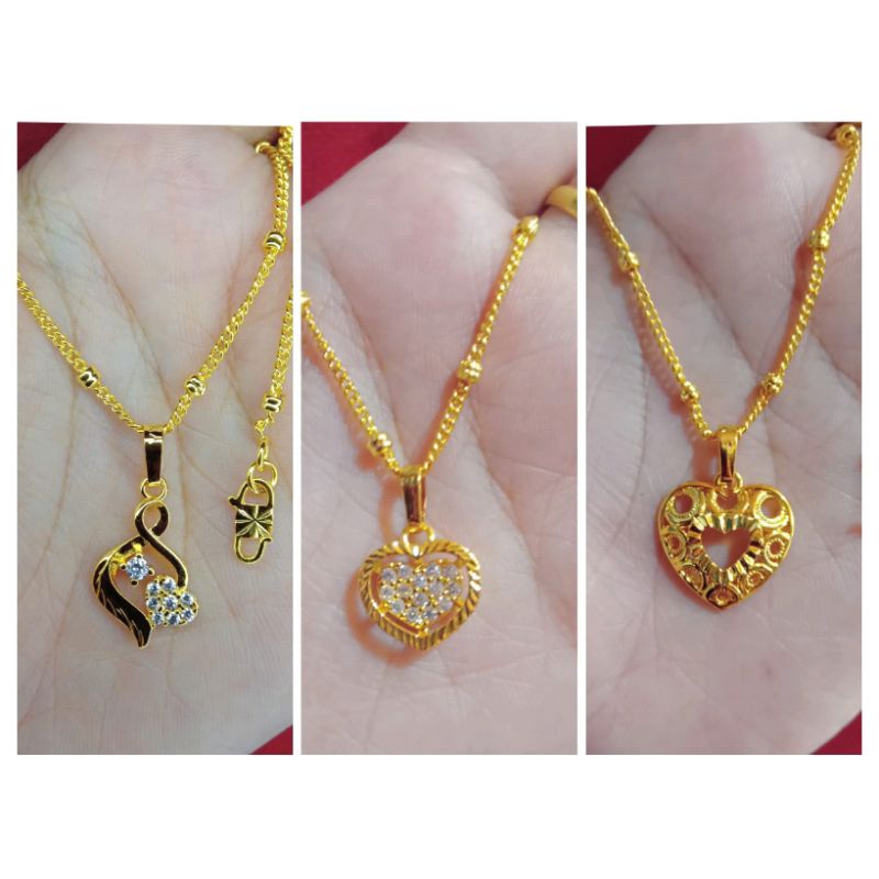 kalung rantai pentul love 3 lapis emas 24k