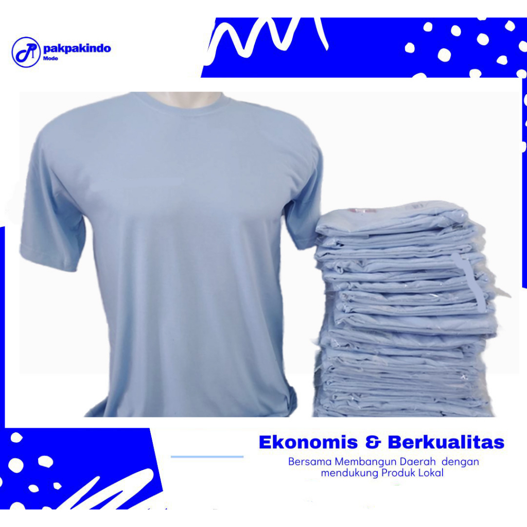 BAJU KAOS POLOS BIRU LANGIT / BLUE SKY LENGAN PENDEK PRIA WANITA PREMIUM DISTRO COTTON COMBED 30s