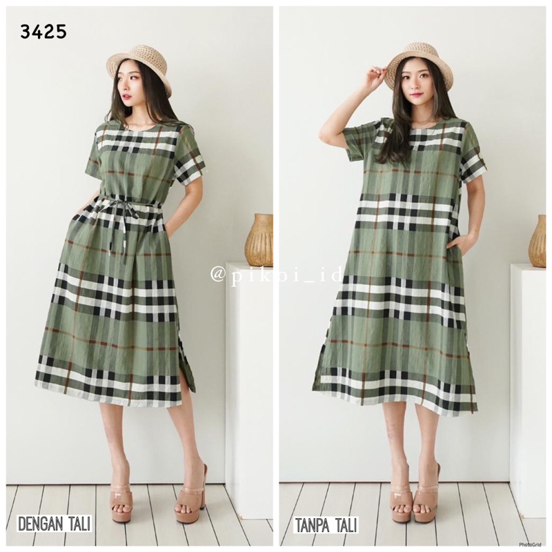 Pikoi_id | Loose Dress wanita katun FREE BELT / oversize dress santai / dress ikat wanita jalan 3425