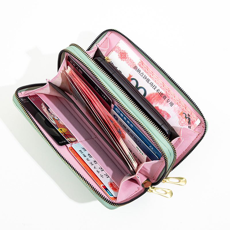 DOMPET PANJANG WANITA KOREA REMAJA CEWEK KEKINIAN MURAH 2 RESLETING PREMIUM KULIT HIJAU ZELUNA WA690G3 TALI PENDEK MUAT HP BESAR SLOT KARTU UANG KOIN FASHION BATAM SIMPLE BRANDED