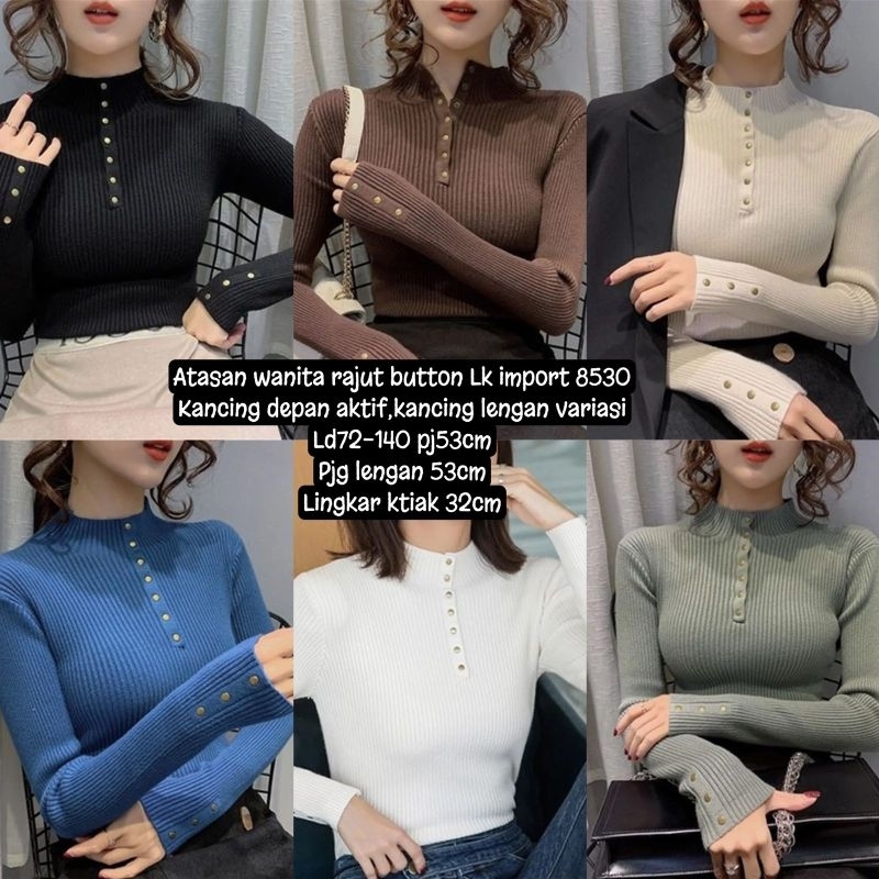 ws/atasan wanita knit rajut import button(kancing AKTIV depan ya)8035