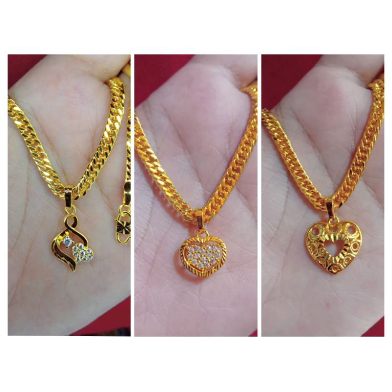 kalung rantai pipih B love 3 anak dan dewasa lapis emas 24k