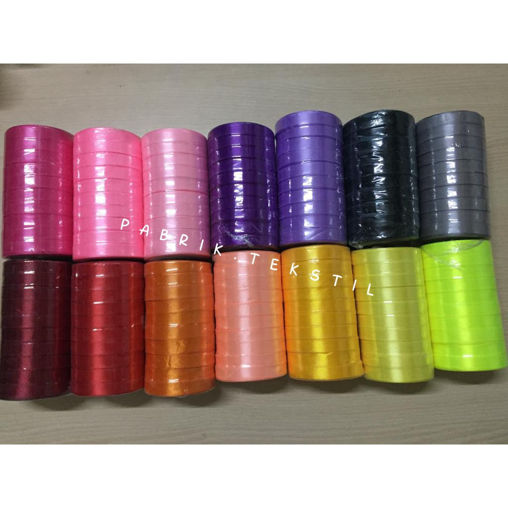 PITA SATIN 1/2 INCH (1.25 CM) / PITA SATIN WARNA / 20 YARDS PER-ROLL