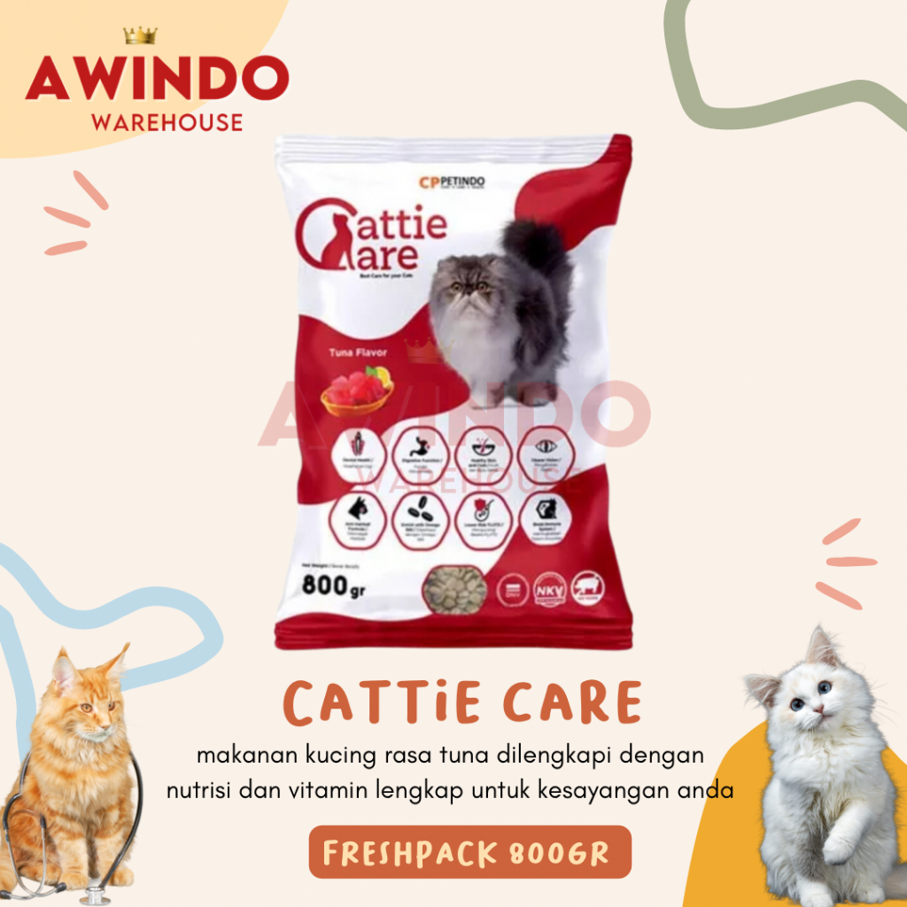 CATTIE CARE 800GR FRESHPACK - Makanan Pakan Kucing Kering Rasa Tuna Cat Dry Food