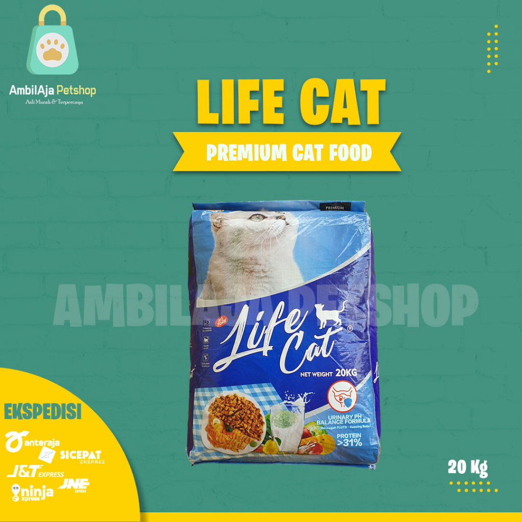 Makanan Kucing kering LIFE CAT DRY 20kg ( Grab Gojek )