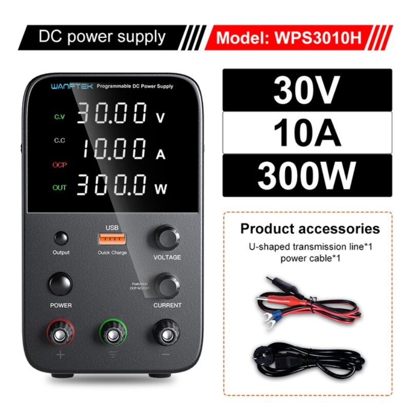 Wanptek Adjustable DC Power Supply 30V 10A - WPS3010H - Black