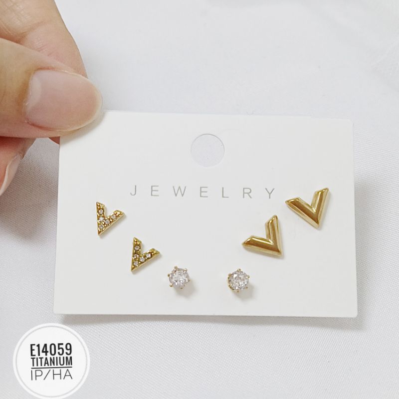 Anting Titanium set V gold E14059