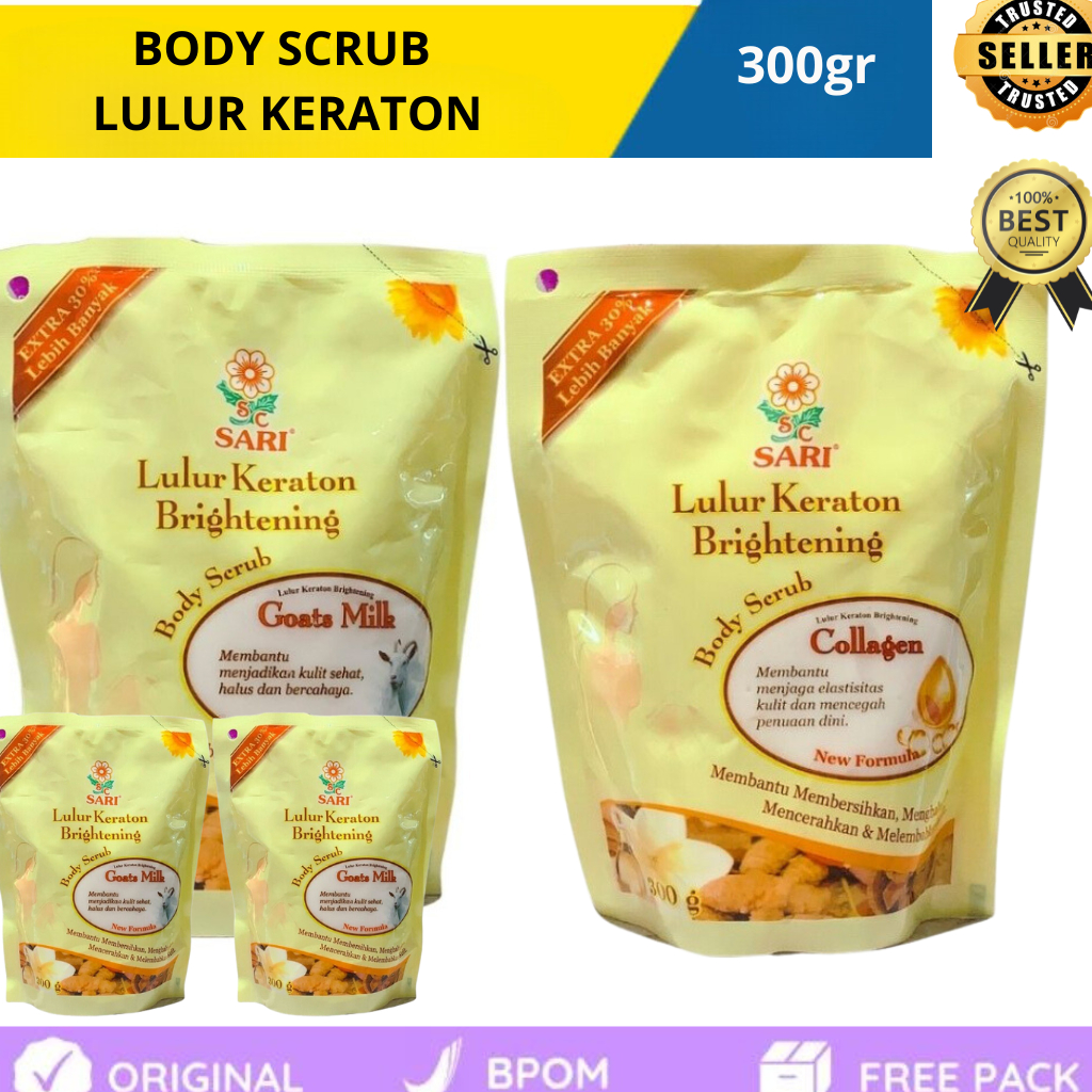 Lulur Pemutih Kulit HALAL & BPOM/ Lulur Keraton Brightening/ Body Scrub Pencerah Kulit 100% ORIGINAL