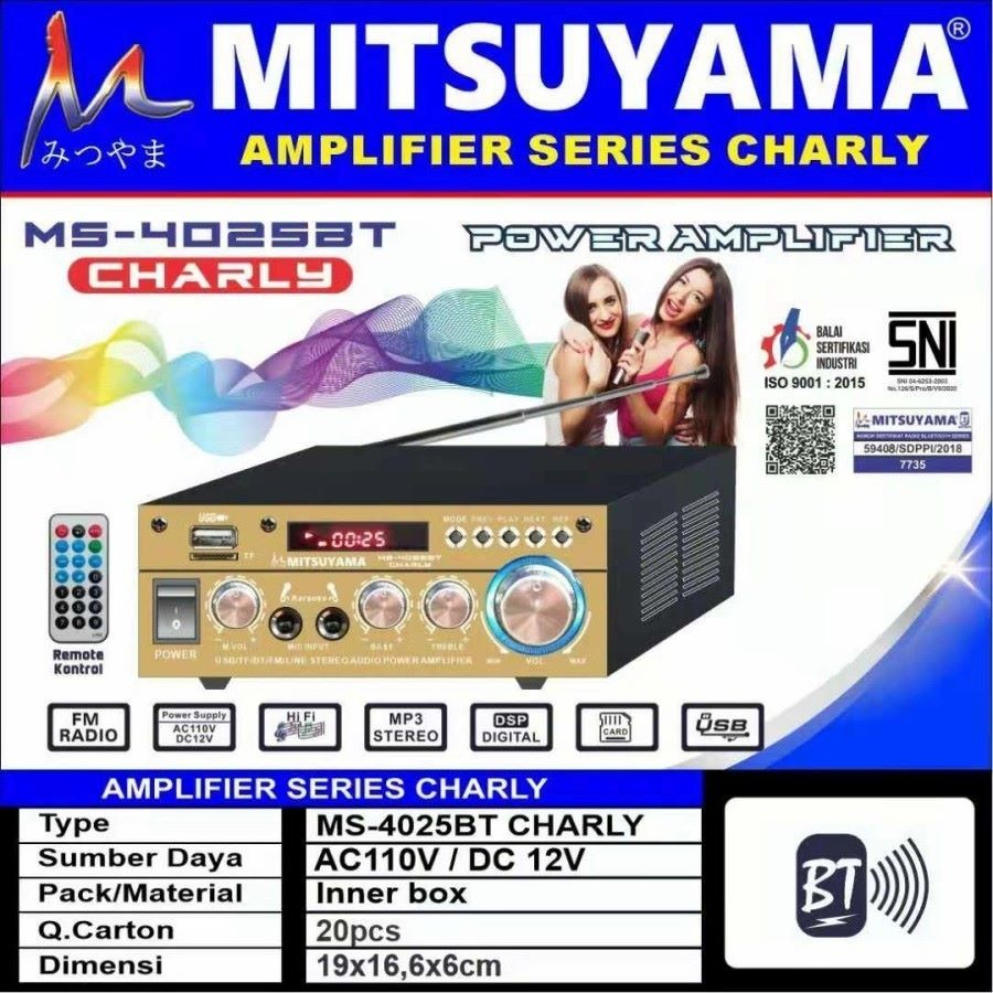 Amplifer Mini Mitsuyama MS-4025BT Charly//Karaoke MP3 Bluetooth Radio