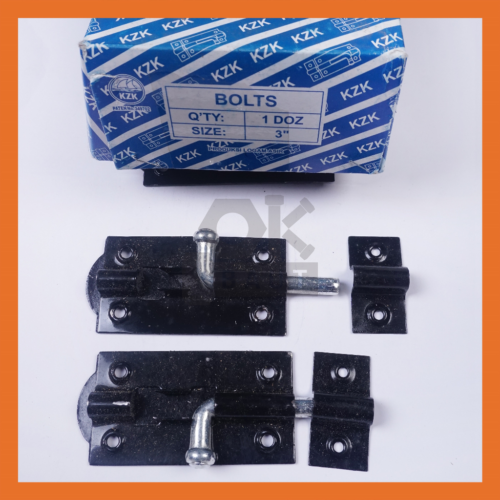 KZK GRENDEL BULAT 3" Double Plat Panjang 7,5 cm Grendel Pintu Gembok Selot