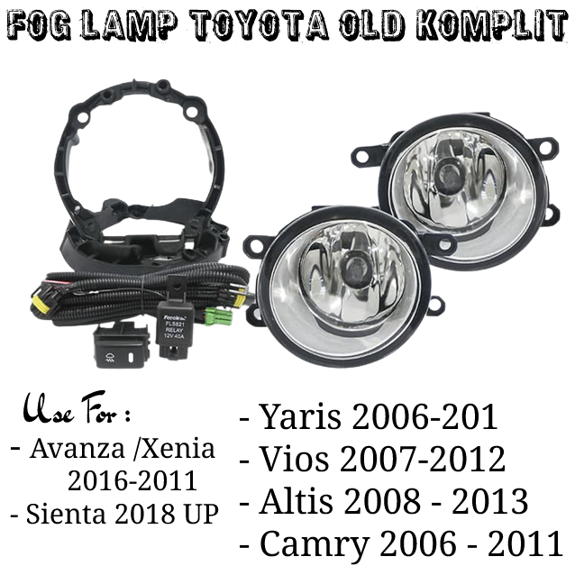 Fog Lamp / Foglamp / Lampu Kabut Avanza Xenia VVTI / VVT-I / New  Innova Yaris Vios Altis Camry Sienta 2006 2007 2008 2009 2010 2011 2012 2013 Bahan KACA High Quality