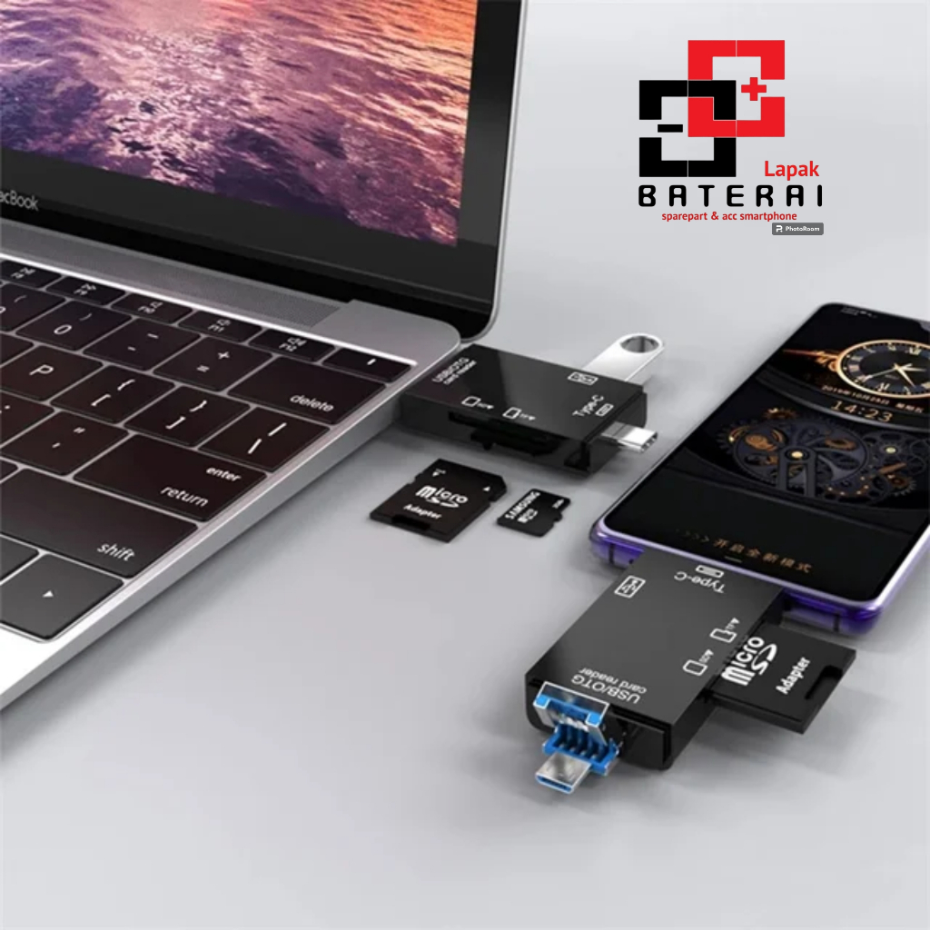 LOG - ON CR07 Card Reader OTG 6 IN 1 Usb C | Usb A | Micro Usb | Memory Card Reader | SD Card Reader | Carider