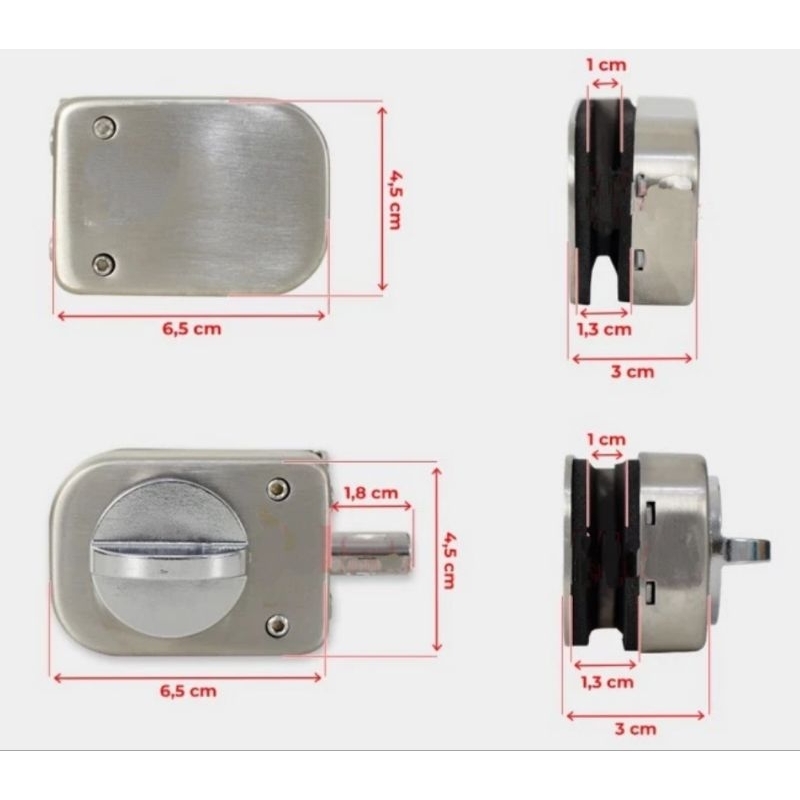 Kunci Pintu Kaca Single &amp; Double Glass Door Lock Set