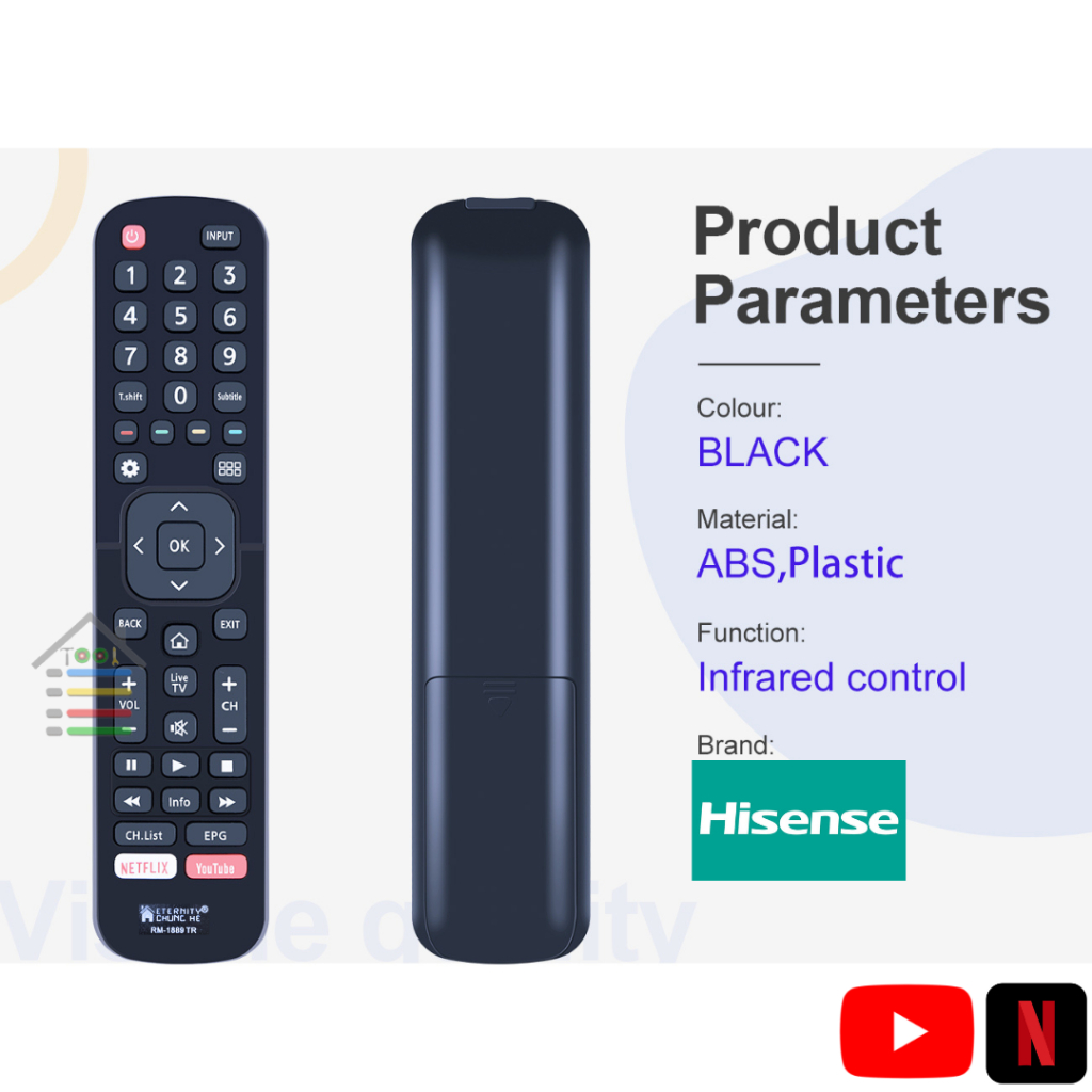 REMOTE TV POLYTRON HISENSE SMART TV YOUTUBE NETFLIX MULTI 1889TR