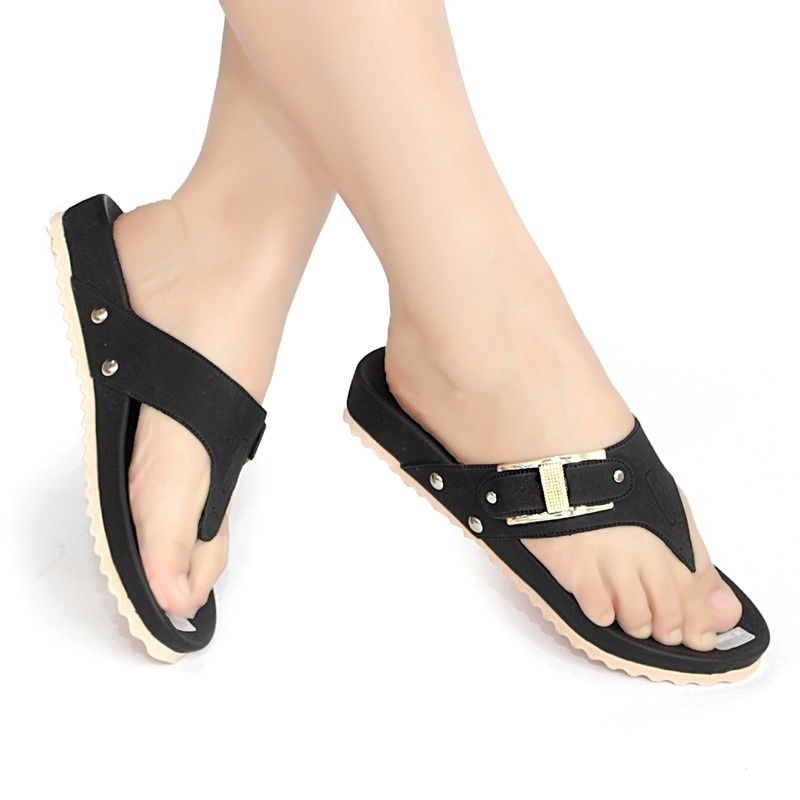 mqstars-Sandal Flat Wanita Jepit Terbaru |Sendal Puyuh Flip Flop Jepit Gesper Kekinian