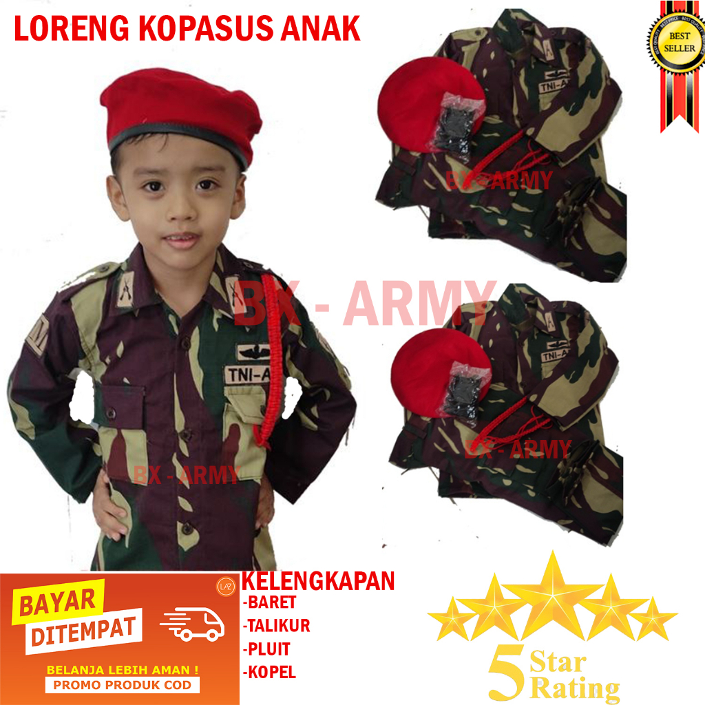 BAJU LORENG KOPASUS ANAK SERAGAM LORENG KOPASUS ANAK SERAGAM KARNAPAL GROSIR BANDUNG
