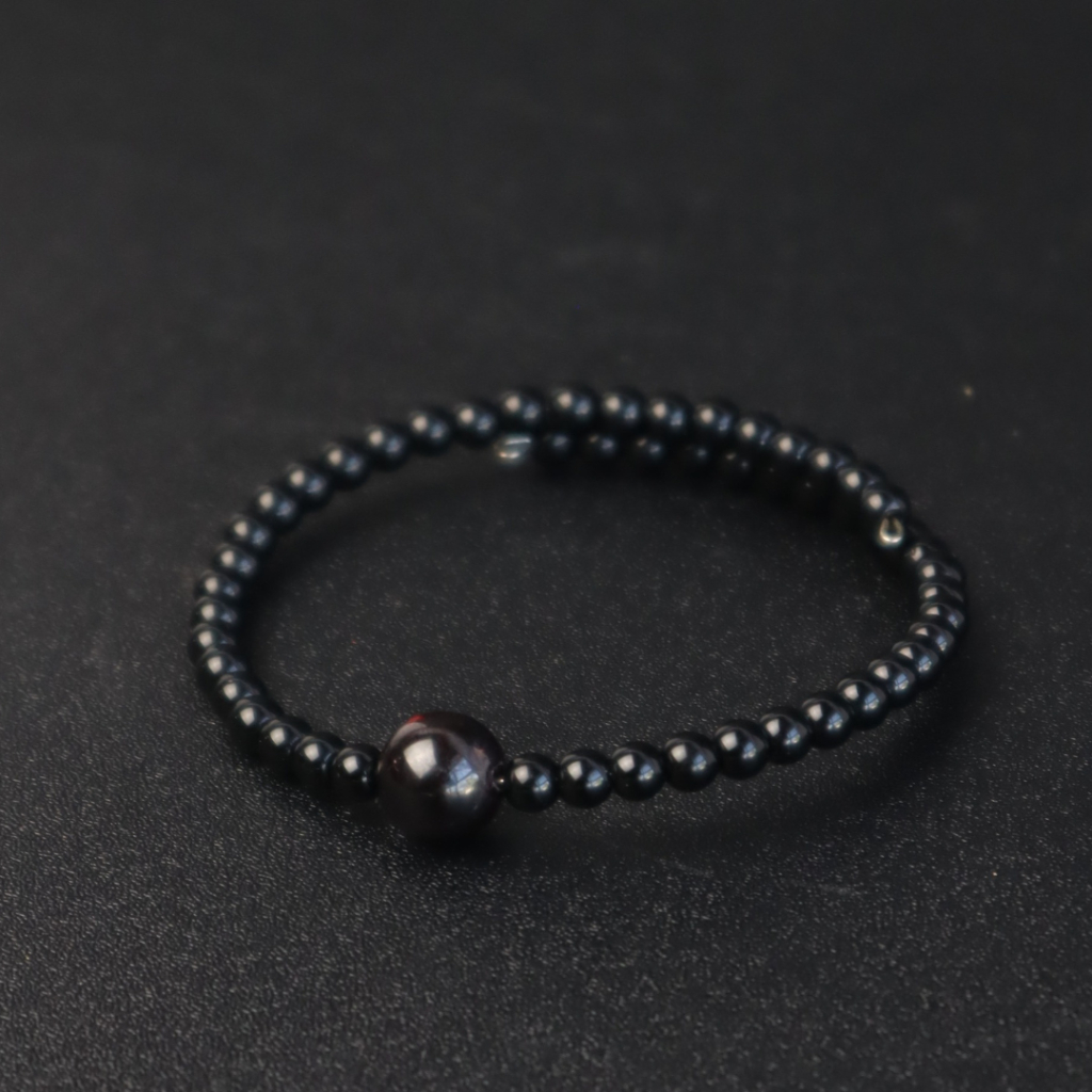 Gelang Pria Wanita Cowok Cewek Keren Keknian Batu Kristal Akik Black Onyx Hitam ASLI Original Simple Terbaru