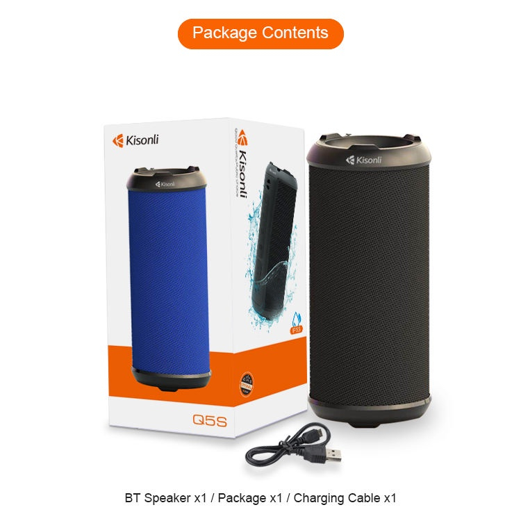 Speaker Bluetooth Portable Q5S Kisonli  Dual Bass Support FM Radio, TF, AUX - XOBOX