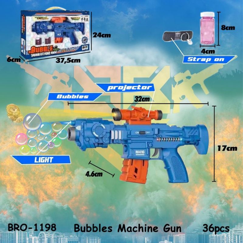 MAINAN ANAK BUBBLES MACHINE GUN BRO 1198