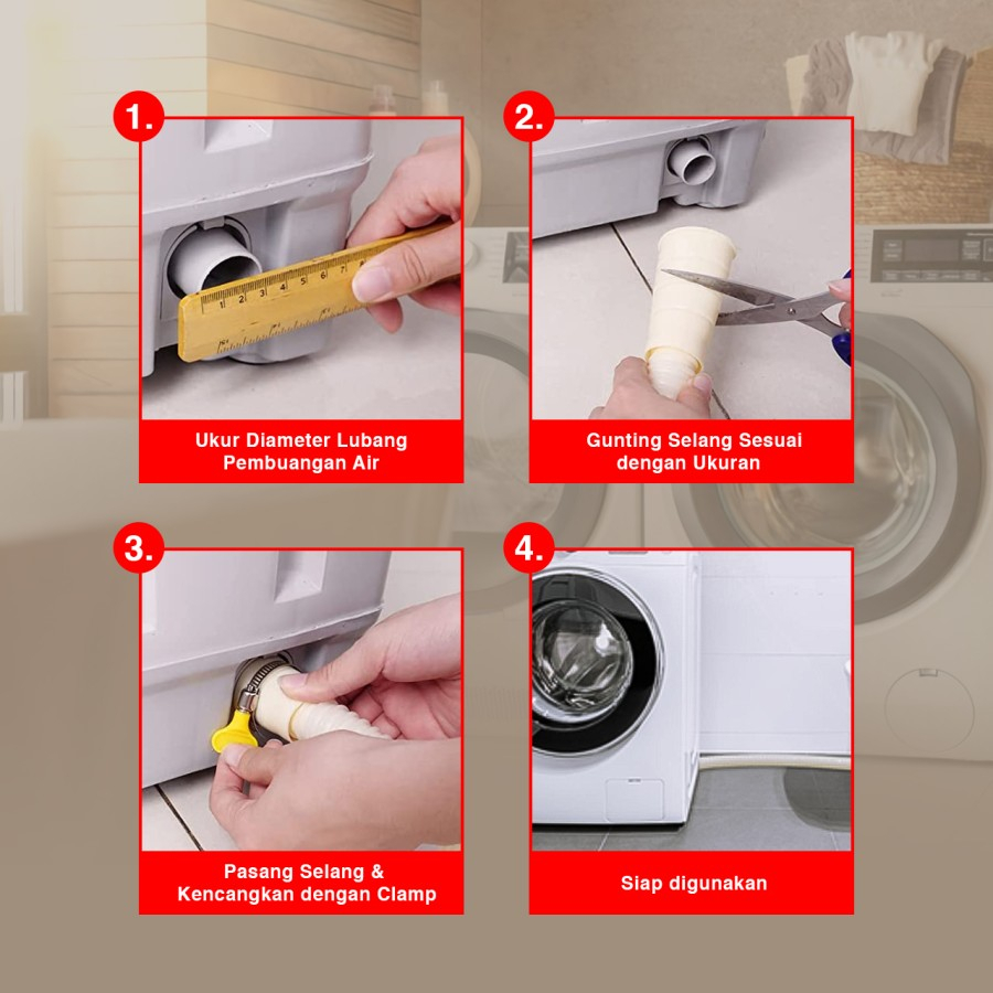 Selang Mesin Cuci 3 Mtr / Selang Pembuangan Air Mesin Cuci 3 Mtr