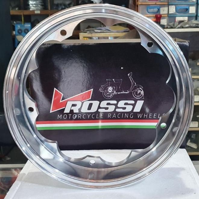 Velg VROSSI Ring 10 VRX CHROME Vespa classic Tubeless 1set Original KHUSU GOJEK/GRAB