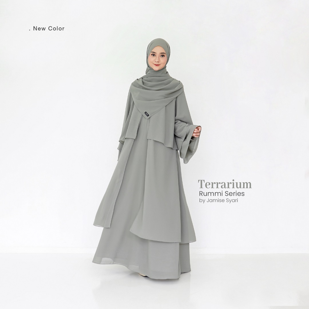 Jamise | Rummi Series New Color - Gamis Set Ceruty Layer-Terrarium