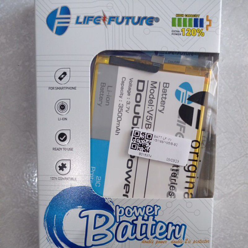 Baterai life future double power vivo v5 v5s y66 b-b2