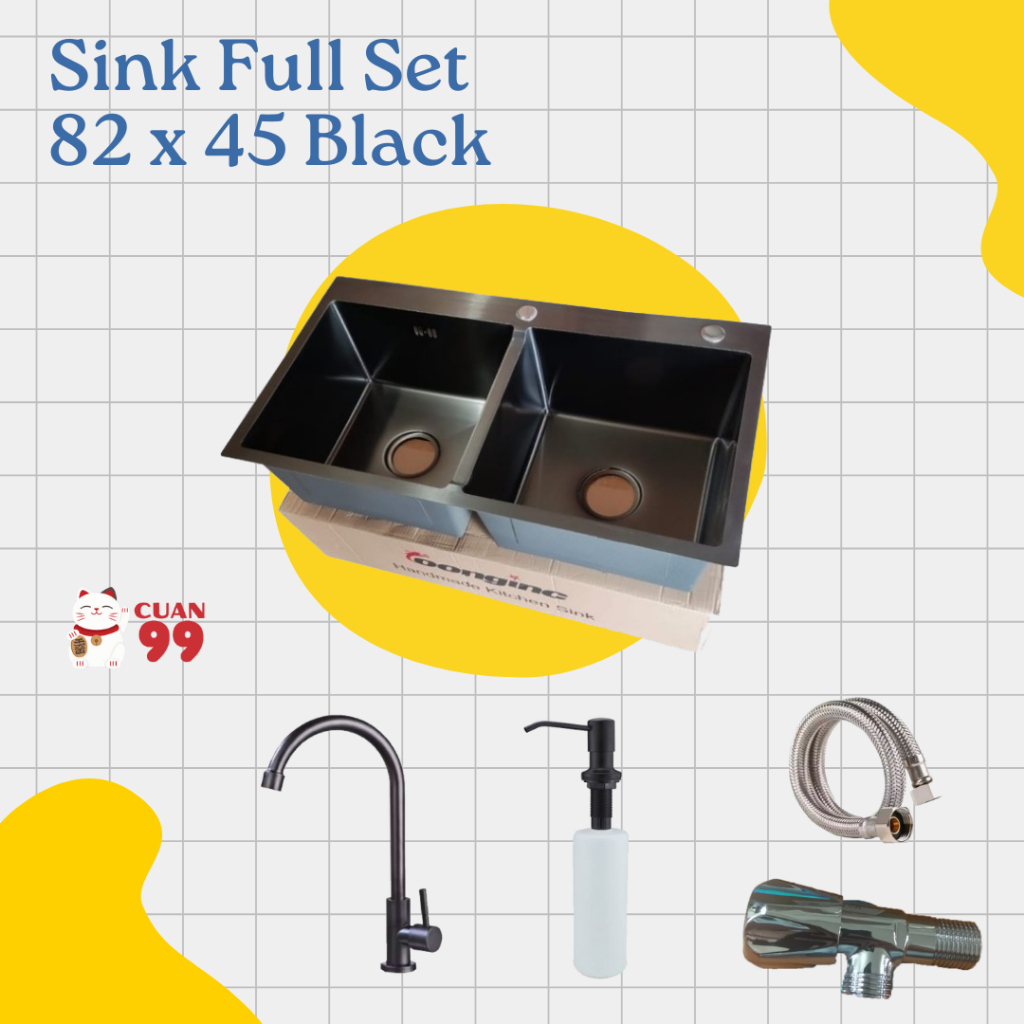 SINK Stainless 304 Black Series 82 X 45 cm kran biasa