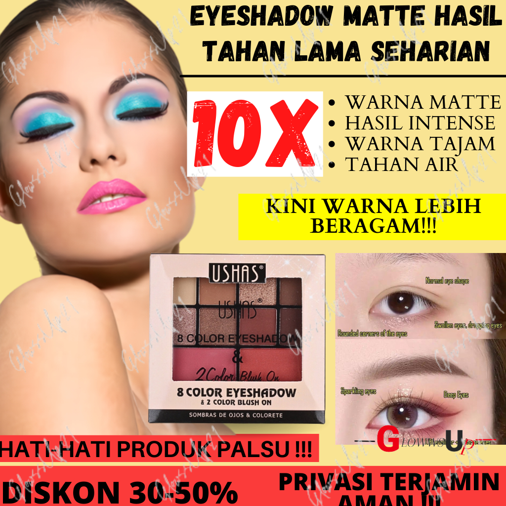 USHAS EYESHADOW 8COLOR+2 BLUSH ON - EYESHADOW PALLETE USHAS - 01