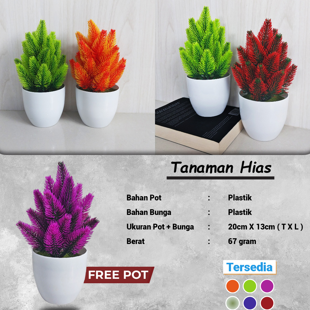 Satu7an PBP26 Tanaman Bunga Plastik Tanaman Hias Bunga Hias Phoenix Bonsai Dekorasi Rumah Artificial Flower