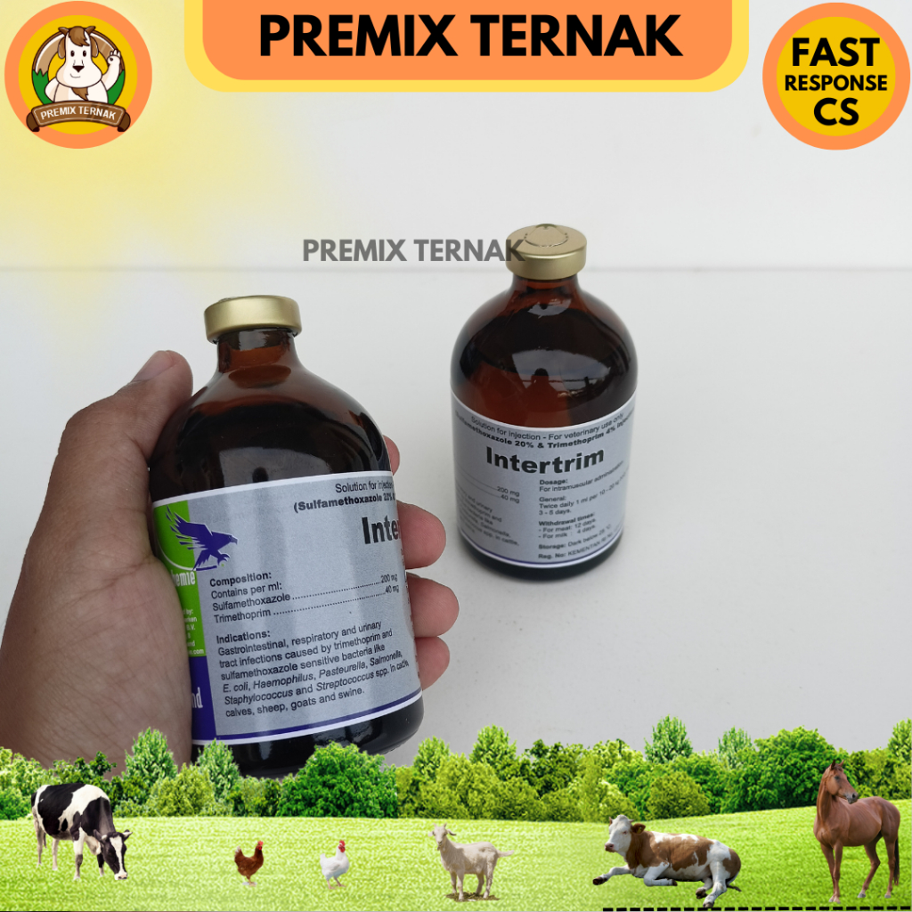 INTERTRIM 100 ml - Obat diare sapi - Obat Mencret Sapi Kambing Domba - lIke Colibact Sulfa Strong