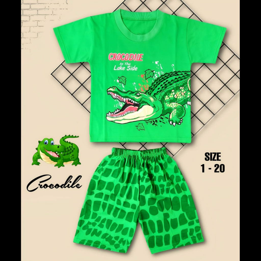 SETELAN BAJU ANAK BUAYA CROCODILE UNTUK ANAK 2-10 TAHUN BISA COD