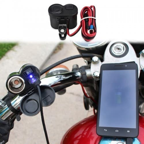 MLD-122 Charger HP di Aki Motor Waterproof Soket Lighter Motorbike