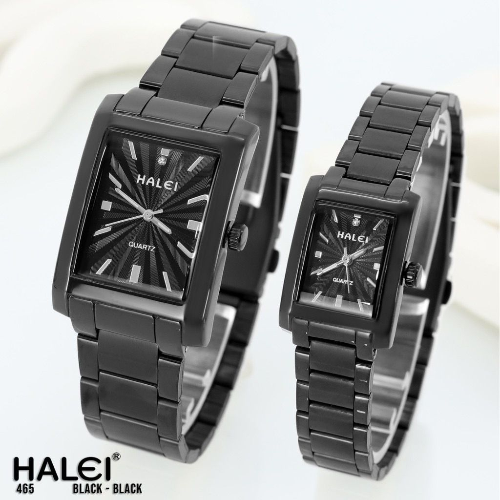 JAM TANGAN COUPLE WANITA PRIA TYPE 465//JAM TANGAN COUPLE MODEL KOTAK//JAM TANGAN WANITA PRIA STAINLESS STEEL