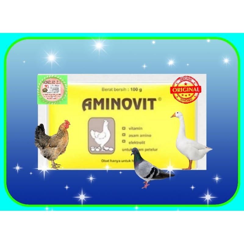 1 SASET AMINOVIT 100 GR VITAMIN AYAM TELUR OBAT BREEDING PEMBIBITAN DAYA TETAS TELUR BURUNG MERPATI BEBEK ANGSA MURAI LOVEBIRD BY MEDION